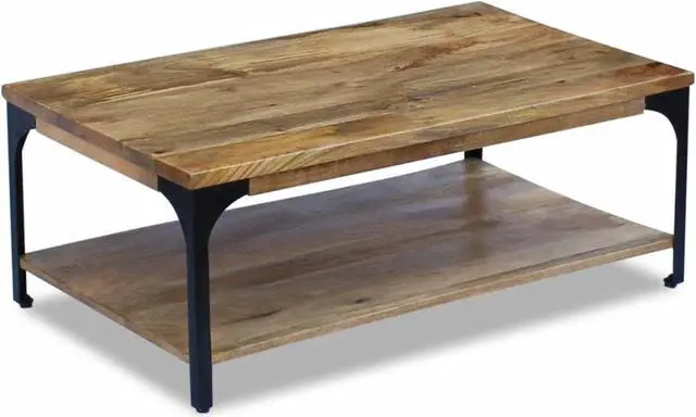 Alt view image 8 of 13 - vidaXL Coffee Table End Table with Storage Shelf Side Table Solid Wood Mango