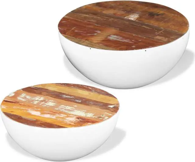 Alt view image 9 of 11 - vidaXL Coffee Table Set 2 Piece Bowl-shaped End Table Solid Wood Reclaimed