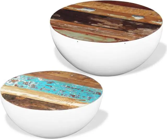 Alt view image 11 of 11 - vidaXL Coffee Table Set 2 Piece Bowl-shaped End Table Solid Wood Reclaimed