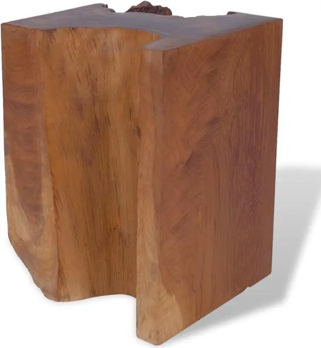Alt view image 11 of 12 - vidaXL 11.8" Wide Solid Teak Wooden Log Stool Resin Chair Side Table Handmade