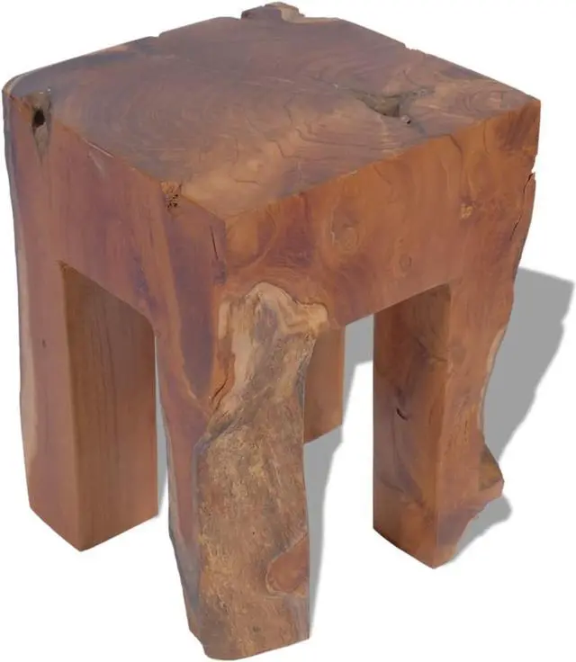 Alt view image 11 of 12 - vidaXL Solid Teak Wood Stool Chair Side Accent Table Plant Flower Stand Resin