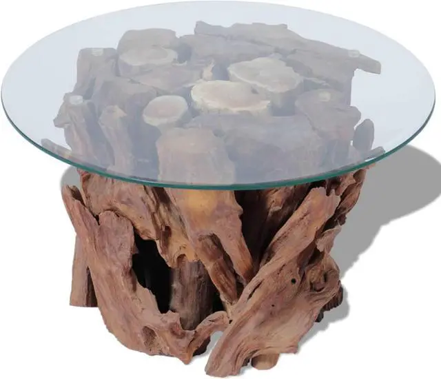Alt view image 2 of 10 - vidaXL Coffee Table Solid Teak Driftwood 23.6"