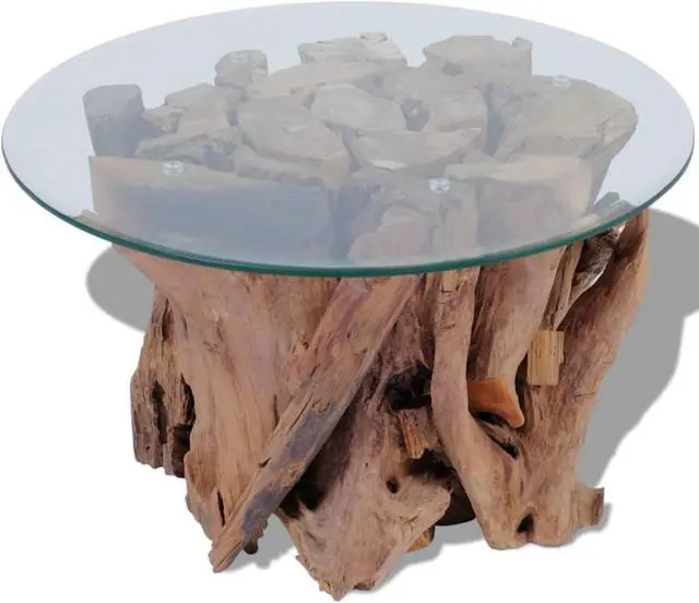 Alt view image 3 of 10 - vidaXL Coffee Table Solid Teak Driftwood 23.6"