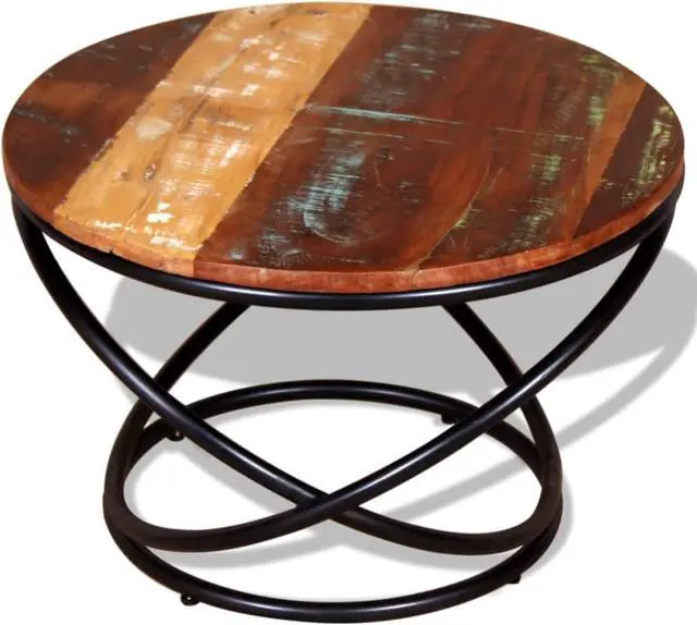 Alt view image 10 of 11 - vidaXL Coffee Table Round End Table Accent Sofa Table Solid Wood Reclaimed