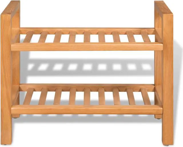 Alt view image 7 of 13 - vidaXL Shoe Rack 2-Tier Shoe Storage Organizer Shoe Shelf Holder Solid Oak Wood