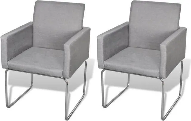 Alt view image 2 of 11 - vidaXL Dining Chairs 2 pcs Light Gray Fabric