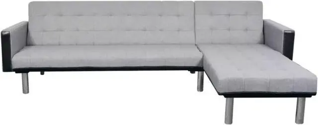 Alt view image 6 of 12 - vidaXL Sofa Bed Convertible Sleeper Sectional Sofa Bed Fabric Black and Gray