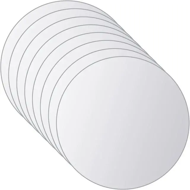 Alt view image 8 of 11 - vidaXL 8x Mirror Tiles Round Glass Wall Mirror Home Decor Bathroom Bedroom