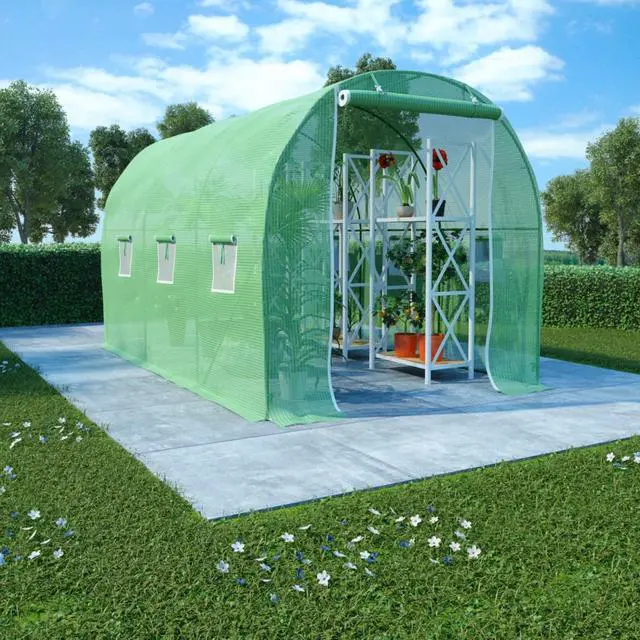 Alt view image 8 of 13 - vidaXL Greenhouse Outdoor Grow House Green House for Plant Growing Gardening