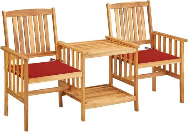 Main image of vidaXL Garden Chairs with Tea Table and Cushions Solid Acacia Wood
