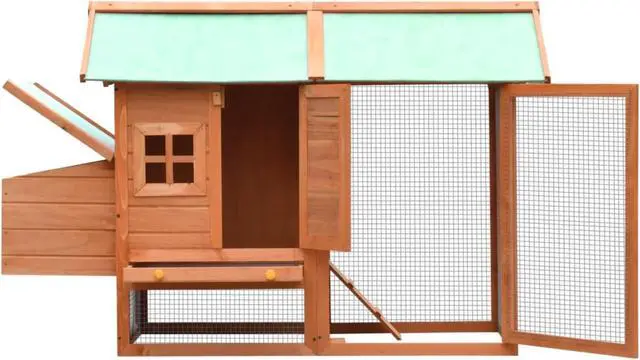 Alt view image 4 of 12 - vidaXL Chicken Cage Solid Pine & Fir Wood 66.9"x31.9"x43.3"