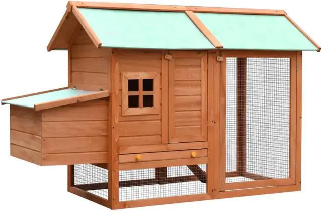 Alt view image 5 of 12 - vidaXL Chicken Cage Solid Pine & Fir Wood 66.9"x31.9"x43.3"