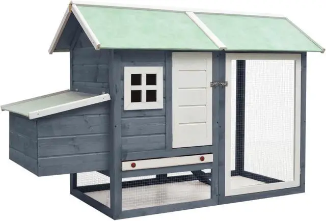Main image of vidaXL Chicken Cage Gray 66.9"x31.9"x43.3" Solid Pine & Fir Wood