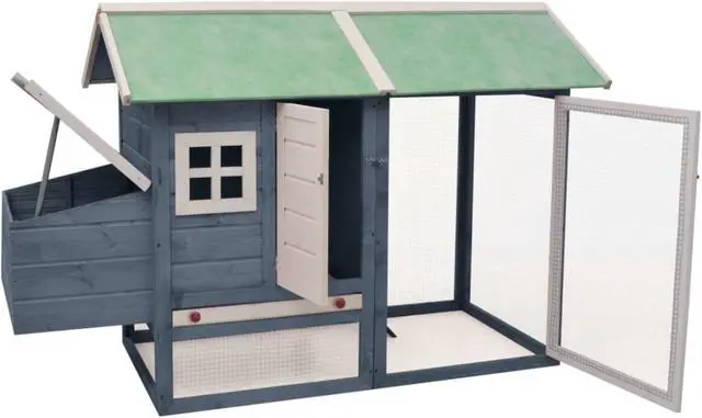 Alt view image 3 of 12 - vidaXL Chicken Cage Gray 66.9"x31.9"x43.3" Solid Pine & Fir Wood