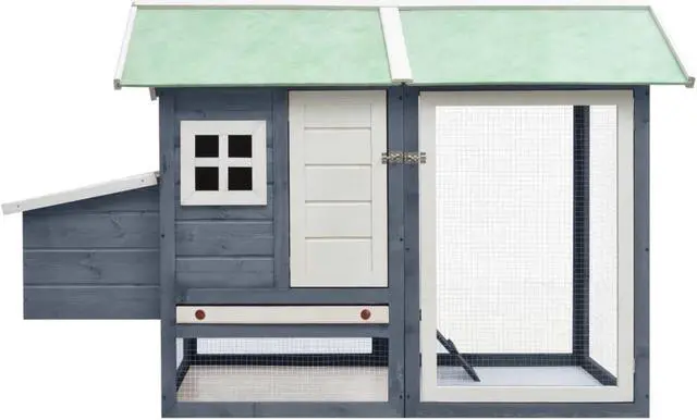 Alt view image 4 of 12 - vidaXL Chicken Cage Gray 66.9"x31.9"x43.3" Solid Pine & Fir Wood