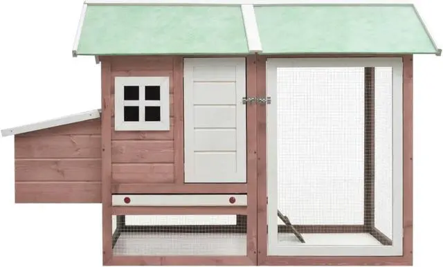 Alt view image 4 of 12 - vidaXL Chicken Cage Mocha 66.9"x31.9"x43.3" Solid Pine & Fir Wood