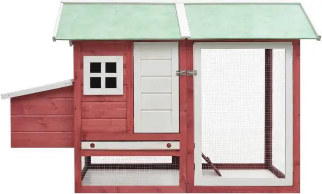 Alt view image 4 of 12 - vidaXL Chicken Cage Red 66.9"x31.9"x43.3" Solid Pine & Fir Wood