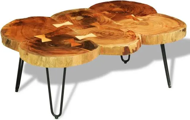 Alt view image 3 of 16 - vidaXL Coffee Table 13.8" 6 Trunks Solid Sheesham Wood