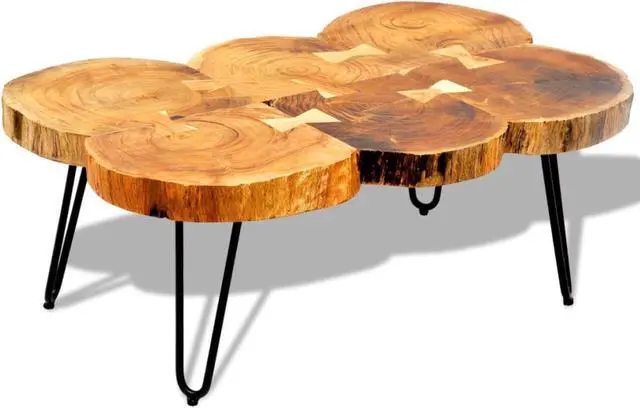 Alt view image 4 of 16 - vidaXL Coffee Table 13.8" 6 Trunks Solid Sheesham Wood