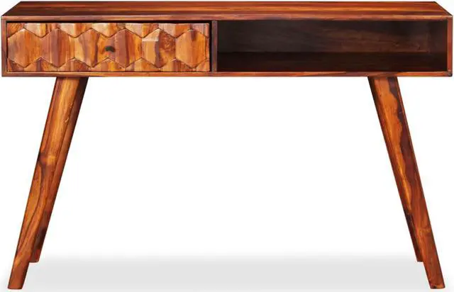 Alt view image 3 of 15 - vidaXL Writing Table Solid Sheesham Wood 46.5"x19.7"x30"