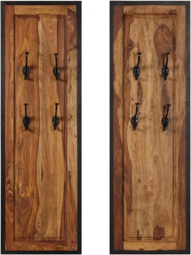 Alt view image 2 of 17 - vidaXL Coat Racks 2 pcs Solid Sheesham Wood