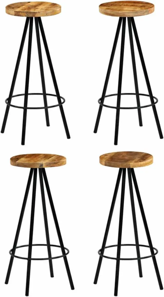 Alt view image 6 of 15 - vidaXL Bar Stools Bar Counter Height Stool Island Stool 4 Pcs Solid Mango Wood