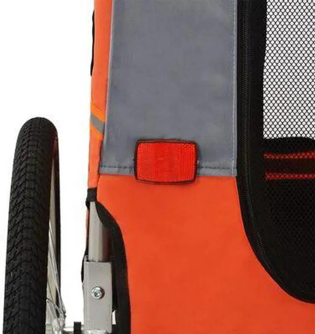 Alt view image 12 of 16 - vidaXL Dog Bike Trailer Orange and gray