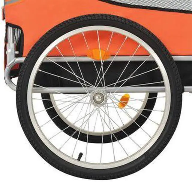 Alt view image 11 of 16 - vidaXL Dog Bike Trailer Orange and gray