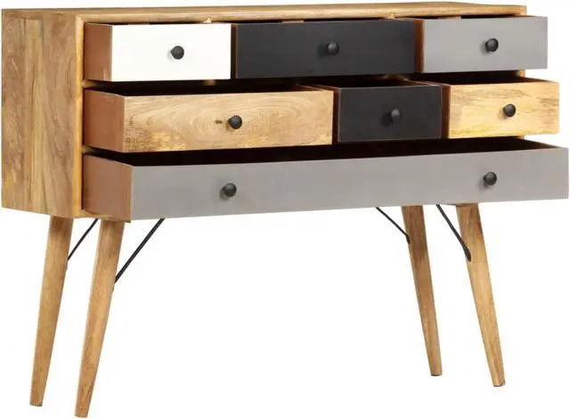 Alt view image 9 of 17 - vidaXL Solid Mango Wood Sideboard 43.3"x11.8"x32.3" Wooden Cupboard Cabinet