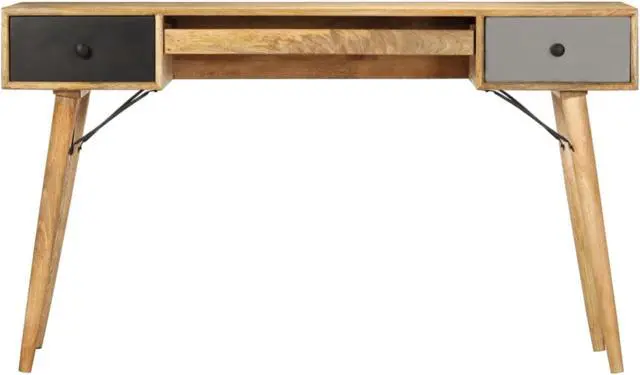 Alt view image 9 of 16 - vidaXL Solid Mango Wood Desk with Drawers Wooden Computer Desk Workstation