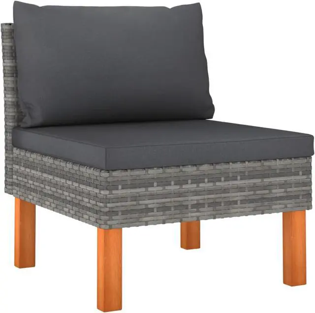 Alt view image 5 of 11 - vidaXL 4 Piece Garden Lounge Set with Cushions Poly Rattan Gray