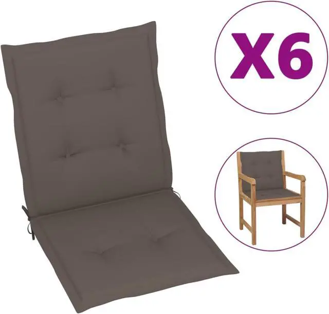 Alt view image 7 of 17 - vidaXL Chair Cushion 6 Pcs Outdoor Patio Chair Cushion Pad Taupe Oxford Fabric