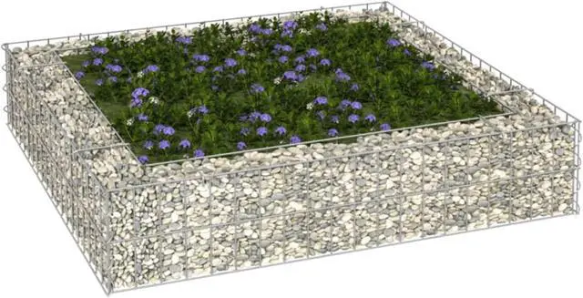 Alt view image 5 of 16 - vidaXL Gabion Raised Bed Galvanized Steel 39.4" Outdoor Patio Basket Planter