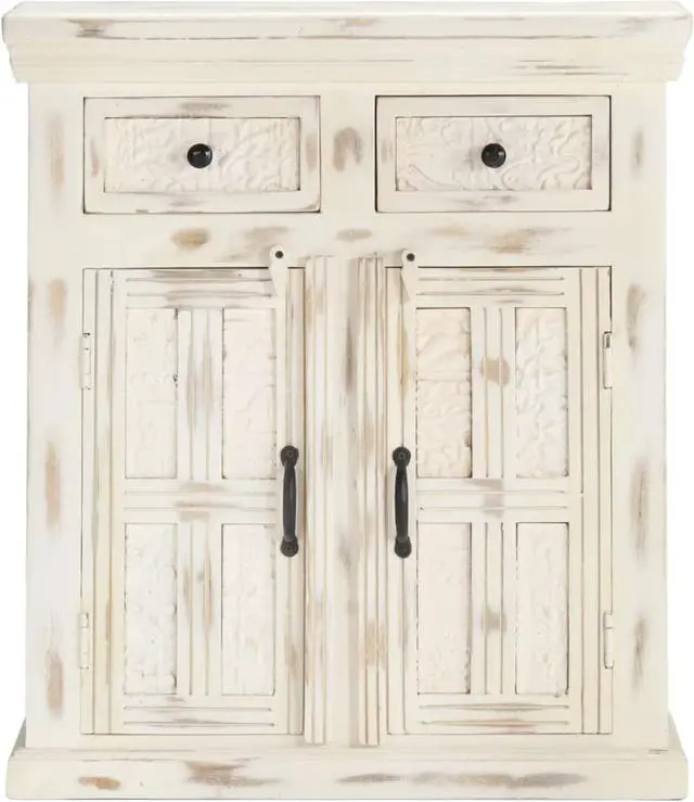 Alt view image 7 of 18 - vidaXL Sideboard Storage Side Cabinet for Living Room White Solid Wood Mango