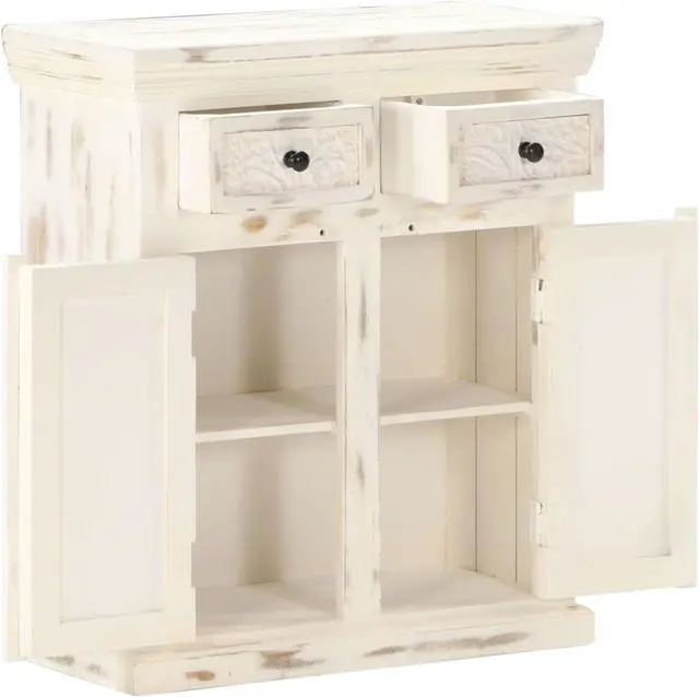 Alt view image 8 of 18 - vidaXL Sideboard Storage Side Cabinet for Living Room White Solid Wood Mango