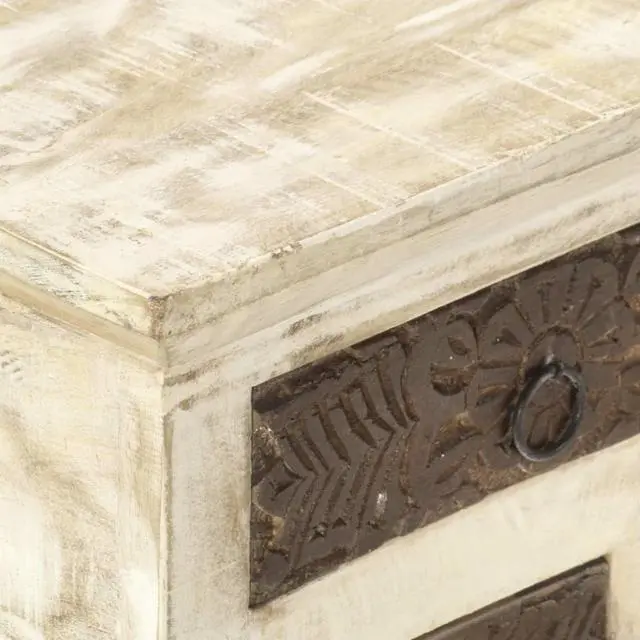 Alt view image 4 of 13 - vidaXL Coffee Table White 26.8"x26.8"x11.8" Solid Mango Wood