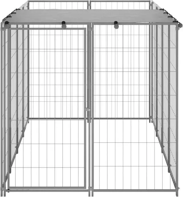 Alt view image 3 of 12 - vidaXL Dog Kennel Silver 26 ft Steel