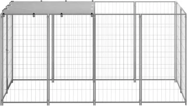 Alt view image 2 of 12 - vidaXL Dog Kennel Silver 26 ft Steel