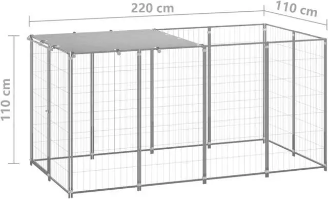 Alt view image 6 of 12 - vidaXL Dog Kennel Silver 26 ft Steel