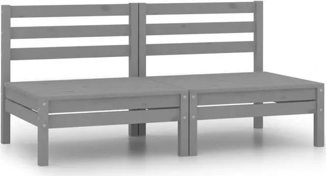 Alt view image 2 of 17 - vidaXL Patio 2-Seater Sofa Gray Solid Pinewood