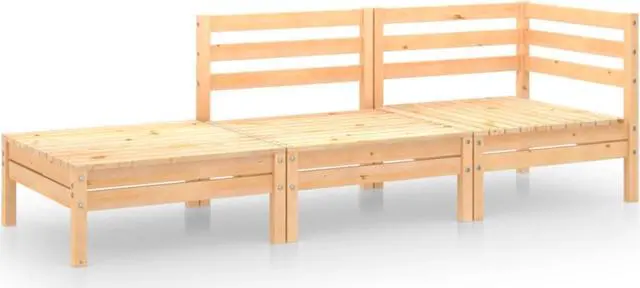 Alt view image 5 of 15 - vidaXL 3 Piece Patio Lounge Set Solid Pinewood