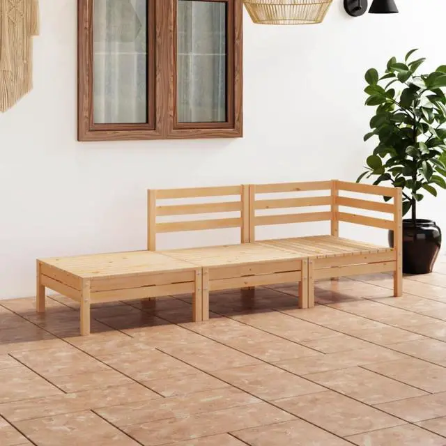 Alt view image 4 of 15 - vidaXL 3 Piece Patio Lounge Set Solid Pinewood