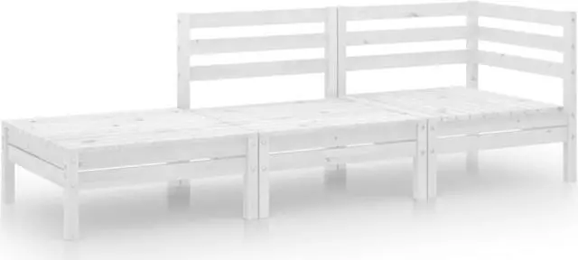 Alt view image 6 of 16 - vidaXL 3 Piece Patio Lounge Set White Solid Pinewood