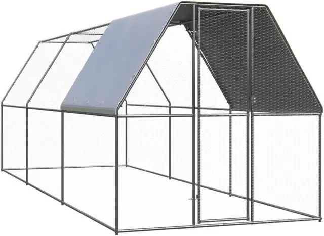 Main image of vidaXL Outdoor Chicken Cage 6.6'x19.7'x6.6' Galvanized Steel