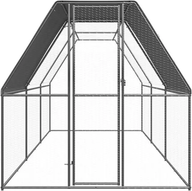 Alt view image 2 of 11 - vidaXL Outdoor Chicken Cage 6.6'x19.7'x6.6' Galvanized Steel