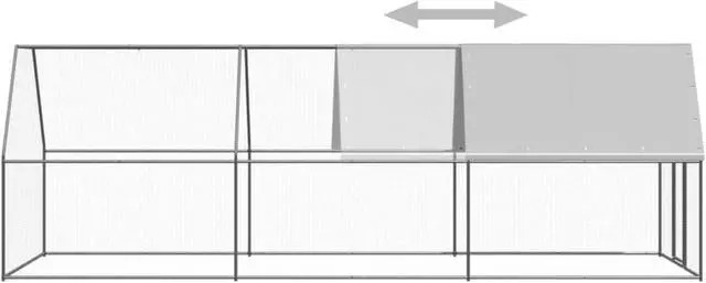 Alt view image 4 of 11 - vidaXL Outdoor Chicken Cage 6.6'x19.7'x6.6' Galvanized Steel