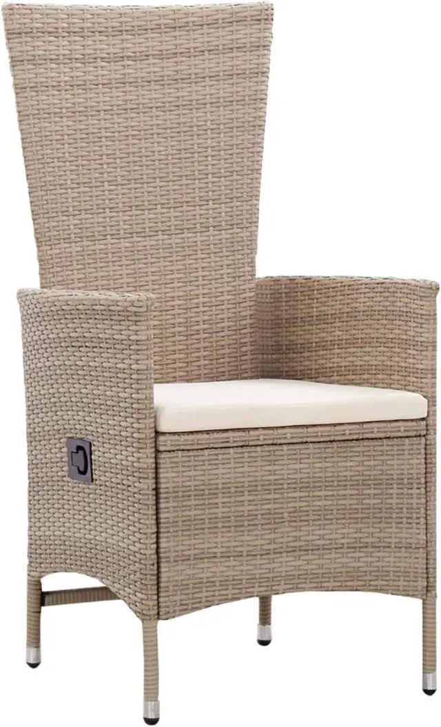 Alt view image 3 of 13 - vidaXL 3 Piece Patio Dining Set with Cushions Beige
