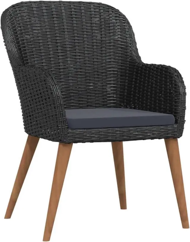 Alt view image 3 of 12 - vidaXL 3 Piece Patio Dining Set with Cushions Black