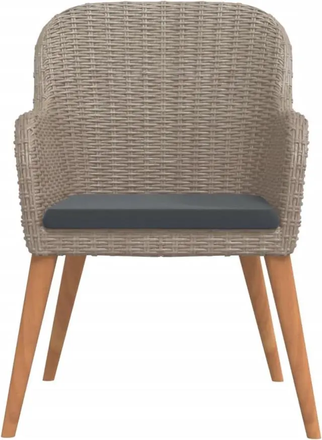 Alt view image 4 of 12 - vidaXL 3 Piece Patio Dining Set with Cushions Brown