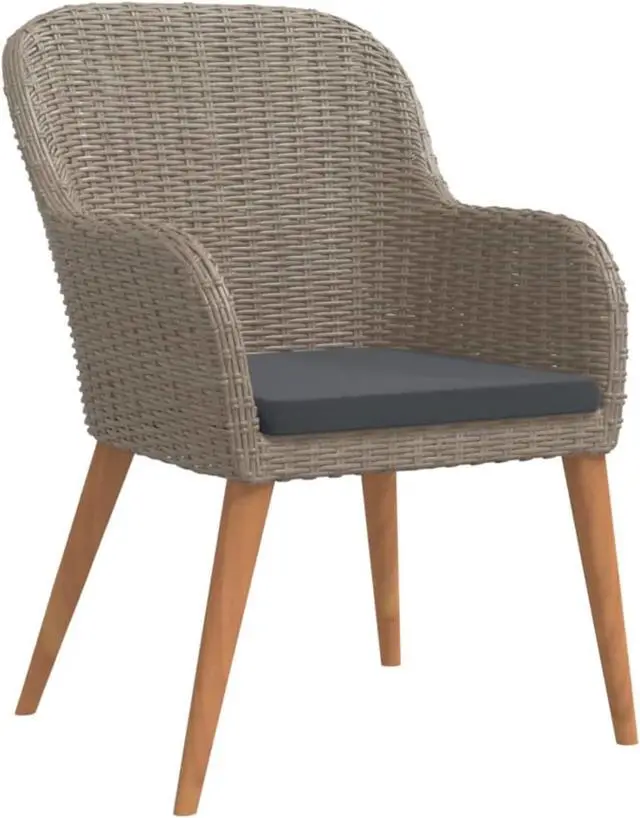 Alt view image 3 of 12 - vidaXL 3 Piece Patio Dining Set with Cushions Brown